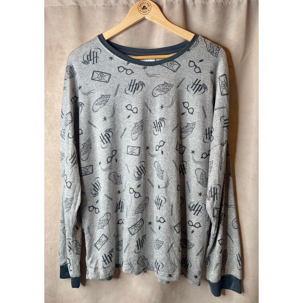 Harry Potter Wizarding World Pajama Top XL Gray Lounge Sleep Shirt